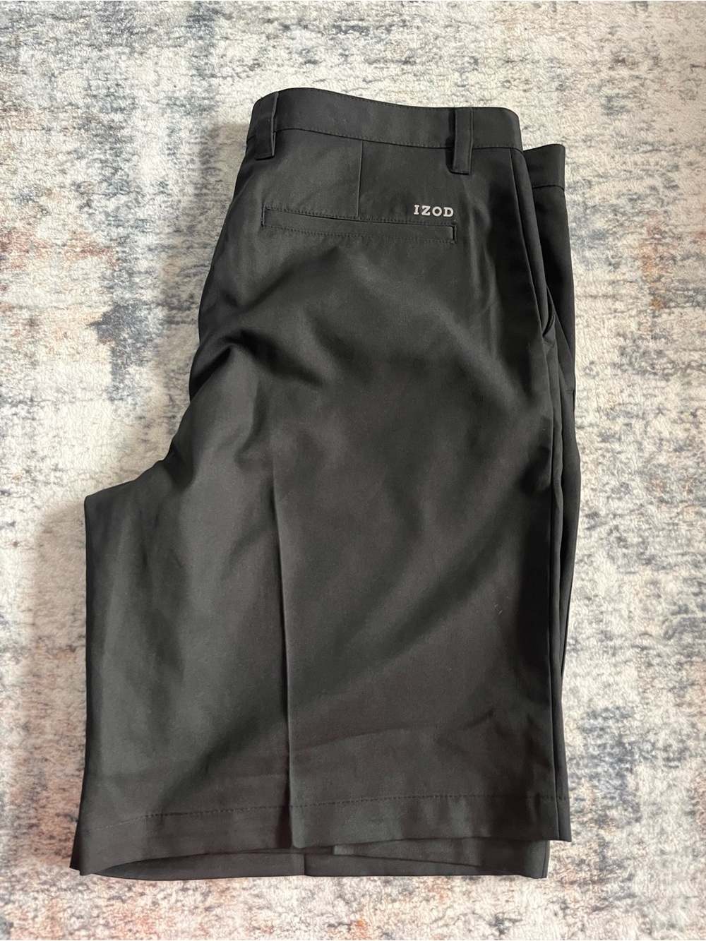 Izod Men's Black Flat-Front Dress Shorts
